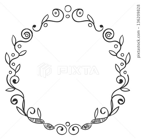 Doodle ornament circle. Retro hand drawn border Doodle ornament circle. Retro hand drawn border 136209828