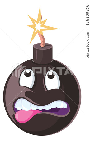 Funny cartoon bomb. Explosive mascot. Comic dynamite 136209856