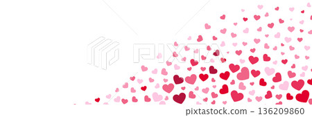 Romantic banner template with falling heart shape confetti 136209860