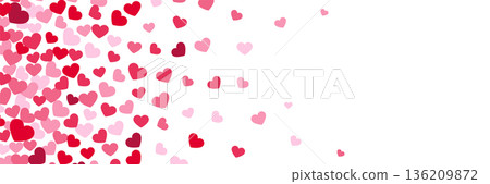 Heart confetti banner template. Romantic wedding flyer 136209872