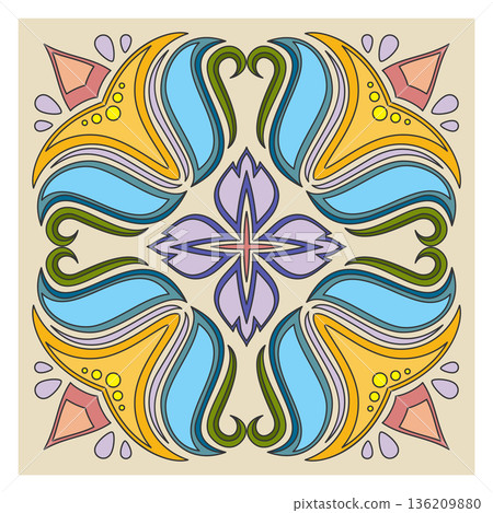 Ceramic floor or wall pattern. Stone color ornament Ceramic floor or wall pattern. Stone color ornament 136209880