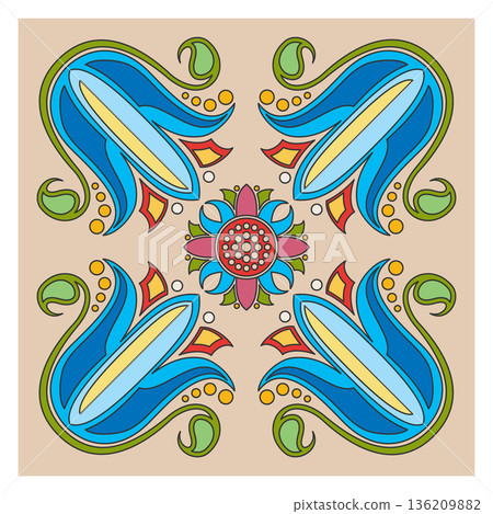 Ornate ceramic tile. Decorative interior wall pattern Ornate ceramic tile. Decorative interior wall pattern 136209882