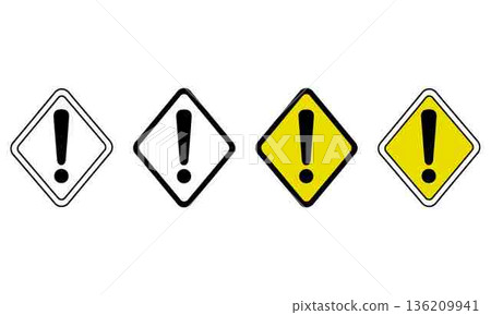 Attention Exclamation Mark Icons in Square Shape Representing Warning and Alert Attention Exclamation Mark Icons in Square Shape Representing Warning and Alert 136209941