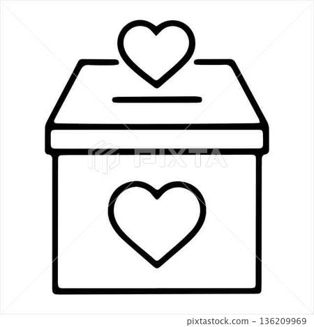Charity Donation Box with Heart Symbol A Symbol of Generosity 136209969