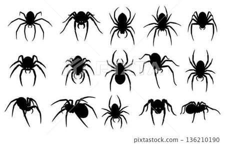 Collection of Spider Silhouettes for Halloween and Horror Themed Designs Collection of Spider Silhouettes for Halloween and Horror Themed Designs 136210190