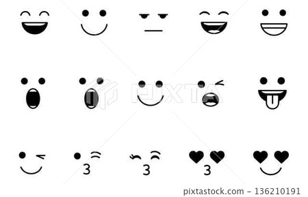 Collection of unique emoticons illustrating a variety of human expressions Collection of unique emoticons illustrating a variety of human expressions 136210191