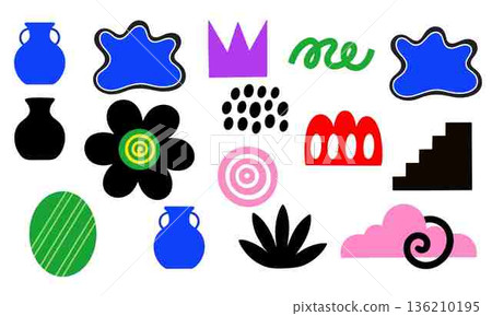 Colorful flat graphic elements vector set illustration design bright background 136210195