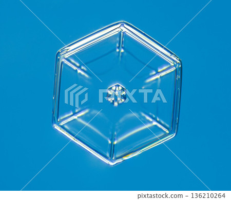 Natural snowflake crystal in blue background Natural snowflake crystal in blue background 136210264