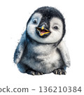 Penguin chick smiling watercolor cute animal character Penguin chick smiling watercolor cute animal character 136210384