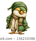 Quetzal bird in green pajamas watercolor cozy vibe Quetzal bird in green pajamas watercolor cozy vibe 136210386