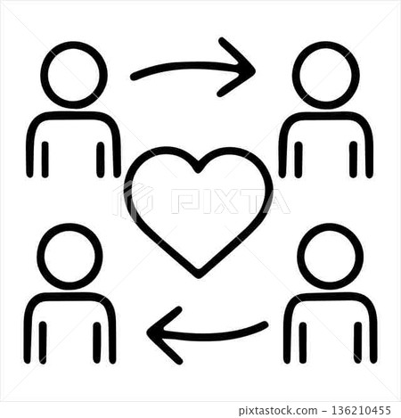 Heart Connection Between People Concept Represented with Arrows Icon Heart Connection Between People Concept Represented with Arrows Icon 136210455