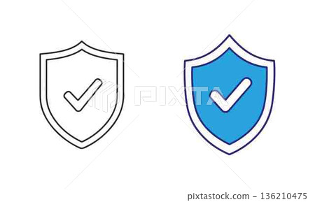 Security shield icons with checkmark safety and protection concept images Security shield icons with checkmark safety and protection concept images 136210475