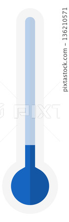 Cold temperature icon. Blue thermometer scale symbol 136210571