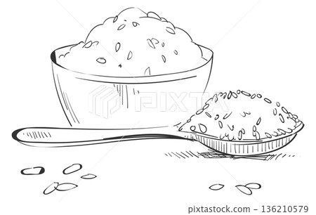 Cereal grain sketch. Cooking ingredient. Raw food 136210579