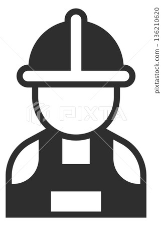 Firefighter black icon. Fireman symbol. Emergency rescue Firefighter black icon. Fireman symbol. Emergency rescue 136210620