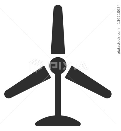 Air fan black icon. Cooling electric propeller 136210624