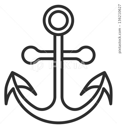 Anchor line icon. Marine boat symbol. Nautical travel Anchor line icon. Marine boat symbol. Nautical travel 136210627