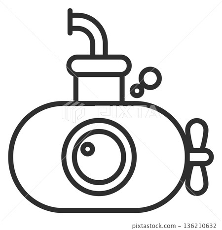 Bathyscaphe line icon. Underwater diving vessel symbol 136210632