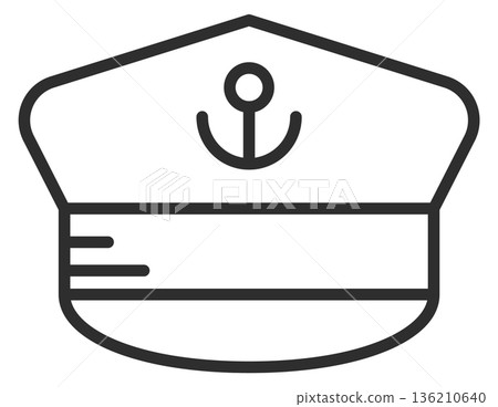 Sailor captain hat line icon. Nautical cap Sailor captain hat line icon. Nautical cap 136210640