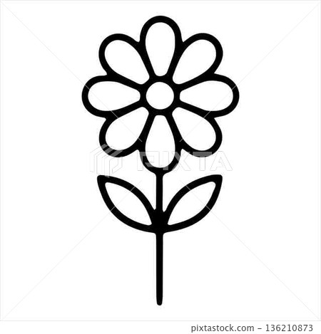 Simple black and white flower outline vector illustration design element Simple black and white flower outline vector illustration design element 136210873