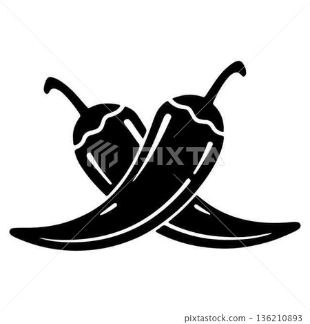 Two black chili peppers vector illustration on white background 136210893