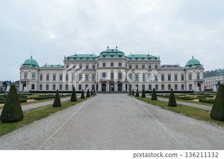 Front view of Upper Belvedere Palace in Vienna, Austria. Front view of Upper Belvedere Palace in Vienna, Austria. 136211132