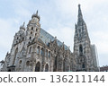 St Stephens Cathedral Vienna with ornate gothic spire and tiled roof. Vienna, Austria 136211144