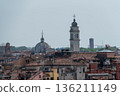 Venice rooftops with domed church and bell tower skyline, Venice Italy 136211149