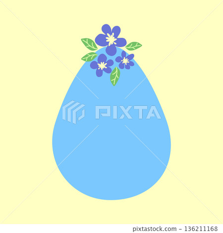 Easter egg with floral ornament, folk ornate illustration. Happy easter hand painted egg for spring holiday cards, tags 136211168
