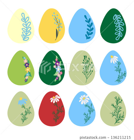 Easter egg with floral ornament, folk ornate illustration. Happy easter hand painted egg for spring holiday cards Easter egg with floral ornament, folk ornate illustration. Happy easter hand painted egg for spring holiday cards 136211215
