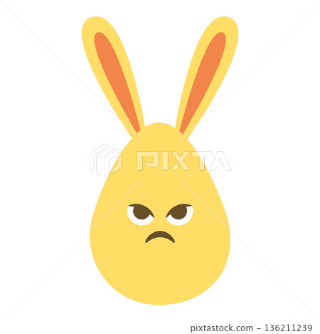 An Easter egg with bright emotions and bunny ears. Easter holiday concept 136211239