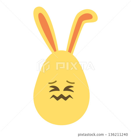 An Easter egg with bright emotions and bunny ears. Easter holiday concept An Easter egg with bright emotions and bunny ears. Easter holiday concept 136211240