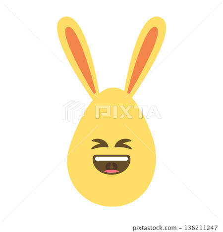 An Easter egg with bright emotions and bunny ears. Easter holiday concept An Easter egg with bright emotions and bunny ears. Easter holiday concept 136211247