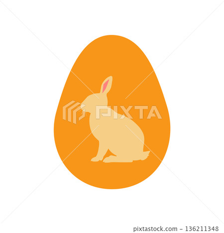 Easter egg with a painted Easter bunny. Kids egg games. He is risen, Happy Easter. 136211348