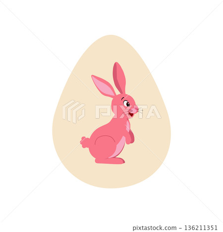 Easter egg with a painted Easter bunny. Kids egg games. He is risen, Happy Easter. 136211351