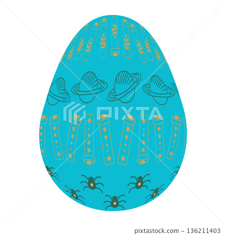 Easter Egg of magic symbols, celestial Astrological, magical and esoteric symbols. 136211403