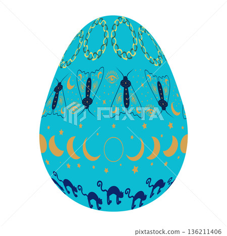 Easter Egg of magic symbols, celestial Astrological, magical and esoteric symbols. 136211406