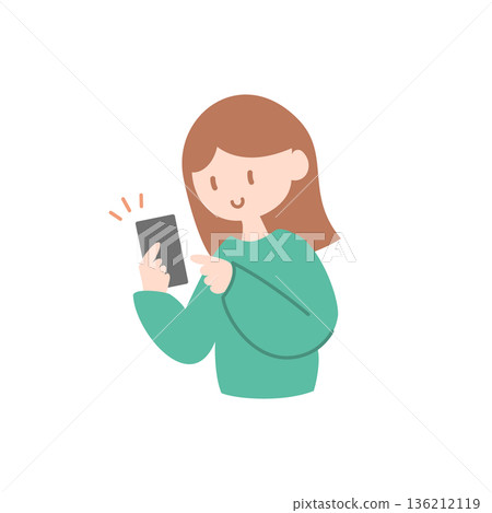 矢量圖的操作智能手機的女人 136212119