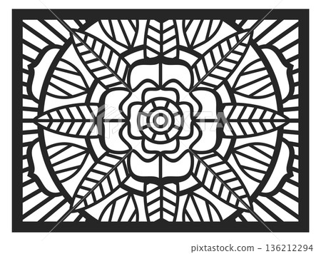 Decorative laser panel. Line ornament square template Decorative laser panel. Line ornament square template 136212294