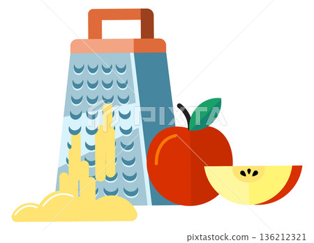 Apple shred on kitchen hand grater color icon 136212321