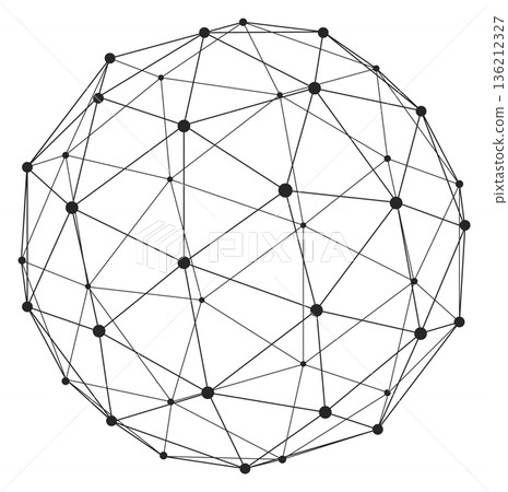 Wireframe sphere. Futuristic tech style line form 136212327