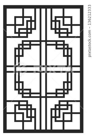 Square line pattern. Korean door decor ornament 136212333