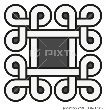Ancient celtic frame. Ethnic folk medieval ornament Ancient celtic frame. Ethnic folk medieval ornament 136212342