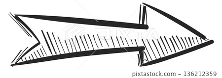 Doodle arrow. Hand drawn pointing direction symbol 136212359