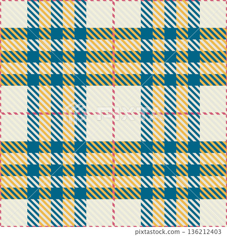 Crossed lines fabric pattern. Geometric cloth ornament 136212403