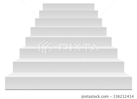 White stairs mockup. Realistic stand blank platform White stairs mockup. Realistic stand blank platform 136212414