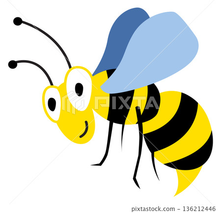 Wasp cartoon character. Buzz mascot with funny face 136212446