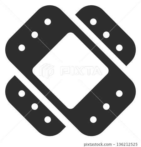 Plaster cross. First medical aid black icon 136212525