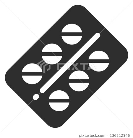 Tablet blister black icon. Medical drug symbol Tablet blister black icon. Medical drug symbol 136212546