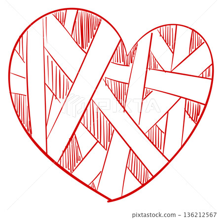 Doodle pattern in heart shape. Hand drawn love symbol 136212567